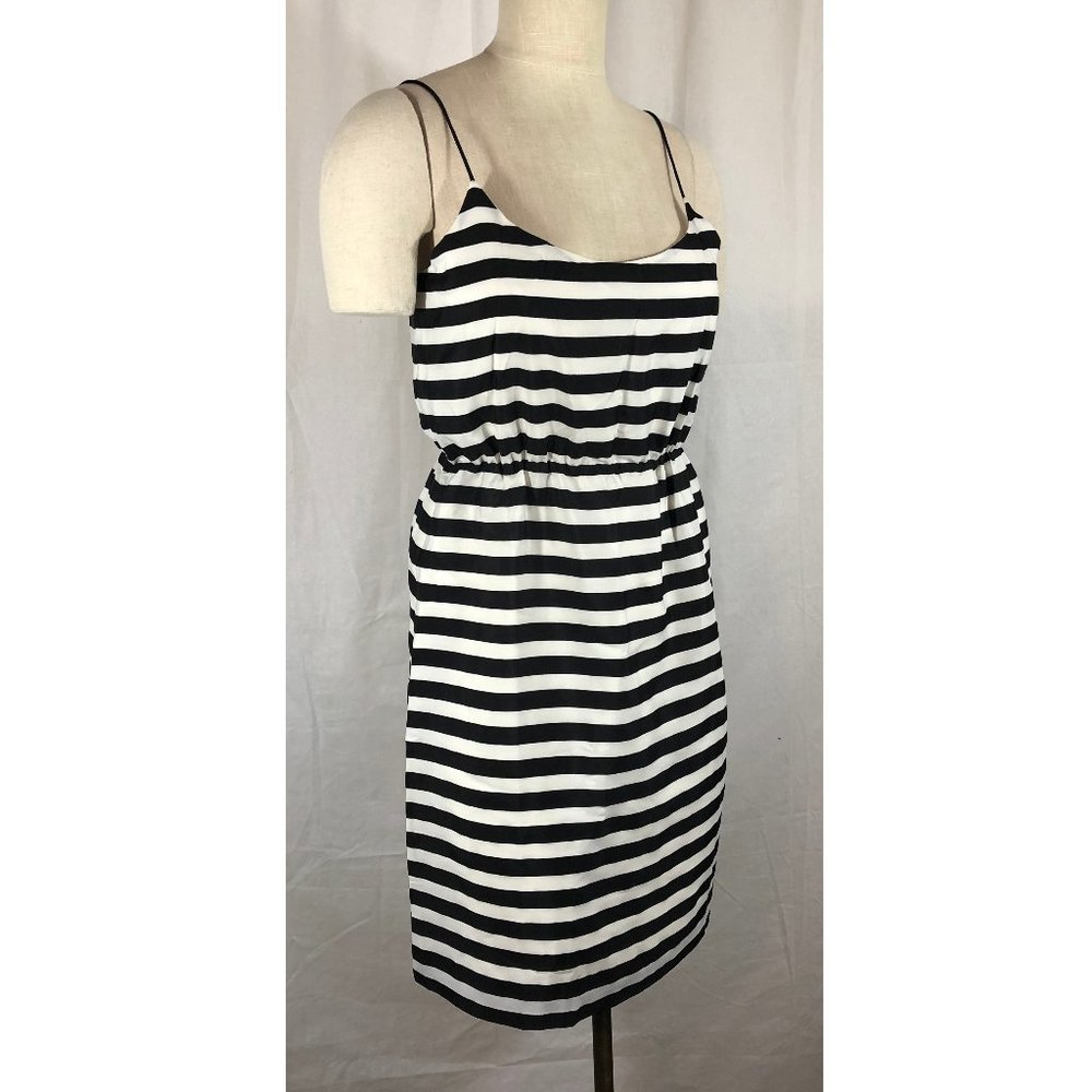 J Crew Factory Size 4 Black White Striped Dress